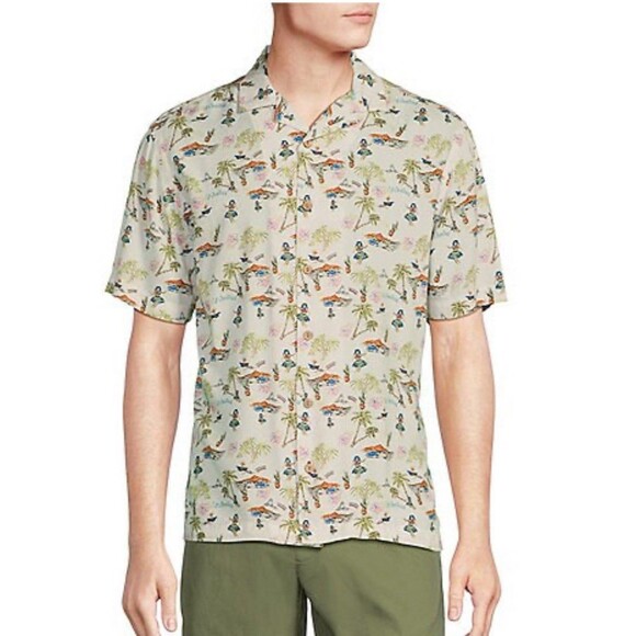 Cremieux Blue Label Hula Girl Print Rayon Short Sleeve Woven Camp Shirt Sz M New - Picture 1 of 8